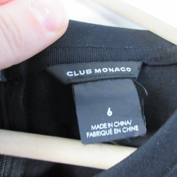 Club Monaco Women's Cecilia Shift Dress Casual Leather Sleeve Size 6 Black 574 - Picture 3 of 10